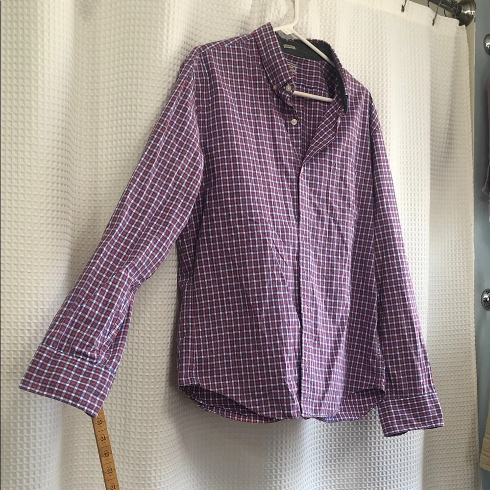 💙J. CREW Men's Casual Blue and Red Checkered Shirt Preppy